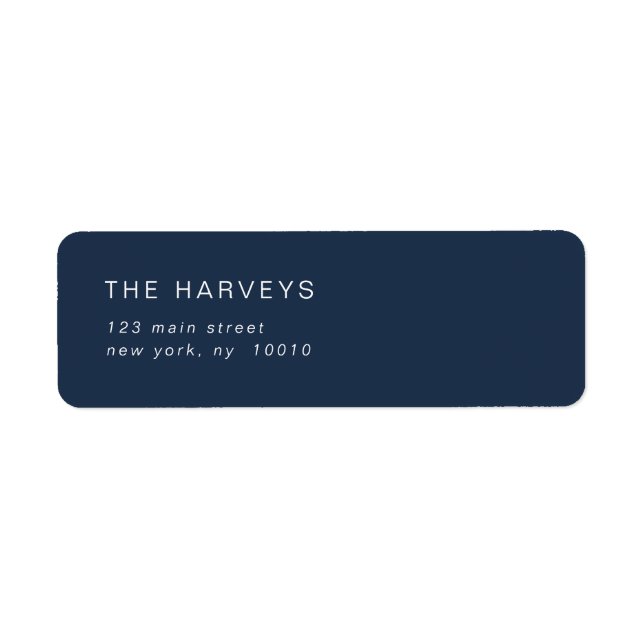 Navy Blue Minimalist Return Address Label (Front)