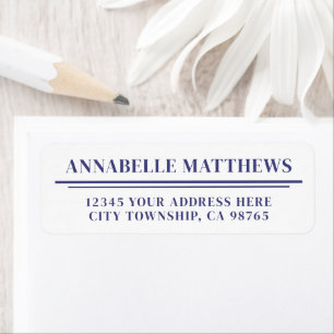 Navy Blue Minimalist Return Address Label