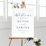 Navy Blue Minimalist Script Wedding Welcome Poster at Zazzle