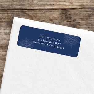 Navy Blue Minimalist Snowflake Return Address Label