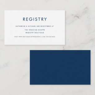 Navy Blue Minimalist Typography Wedding Registry Enclosure Card