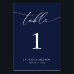 Navy Blue Minimalist Wedding | Event Custom Table Number<br><div class="desc">(**PLEASE NOTE: To order,  simply adjust your table number (and name/date) and add each number to your cart separately. Then check out once you are finished.) Beautiful,  elegant,  modern and minimalist,  table number card. Fully customizable with your names (or Event Name) and Date.</div>