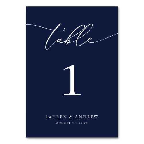 Navy Blue Minimalist Wedding  Event Custom Table Number