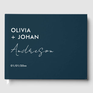 Navy Blue Minimalist Wedding Guest Book