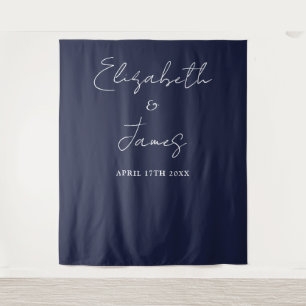 Navy Blue Minimalist Wedding Photo Backdrop