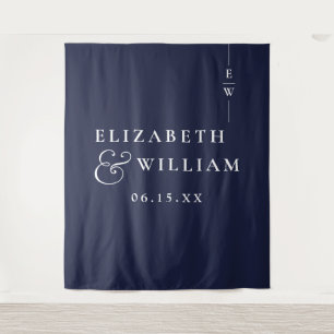 Navy Blue Minimalist Wedding Photo Backdrop