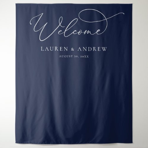 Navy Blue Minimalist Wedding Photo Booth Backdrop