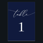 Navy Blue Minimalist Wedding Table Number<br><div class="desc">Beautiful navy blue,  elegant,  modern and minimalist,  table number card. Fully customizable. **PLEASE NOTE: To order,  simply adjust your table number and add each number to your cart separately. Then check out once you are finished.</div>