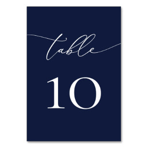 Navy Blue Minimalist Wedding Table Number 1