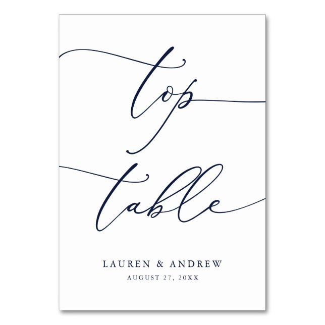 Navy Blue Minimalist Wedding Top Table Custom Number (Front)