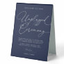Navy Blue Minimalist Wedding Unplugged Ceremony Table Tent Sign