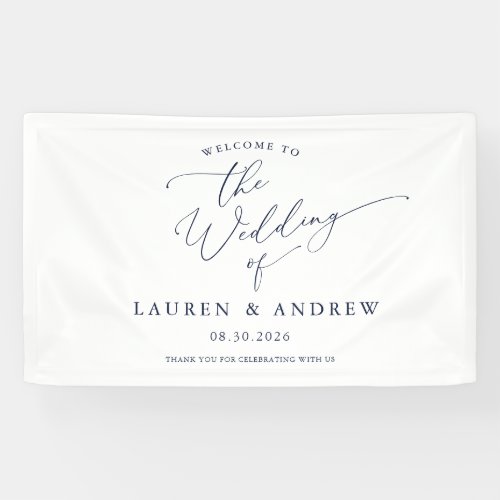 Navy Blue Minimalist Welcome to Our Wedding 1 Banner