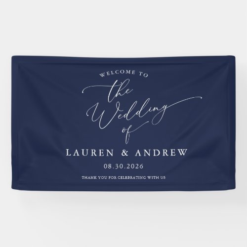 Navy Blue Minimalist Welcome to Our Wedding  Banner
