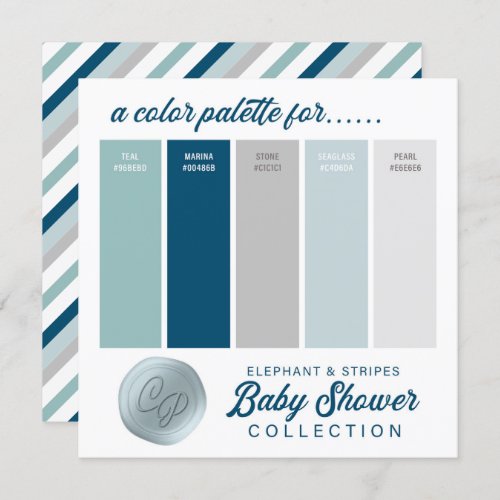 Navy Blue  Mint Baby Shower Color Palette Card