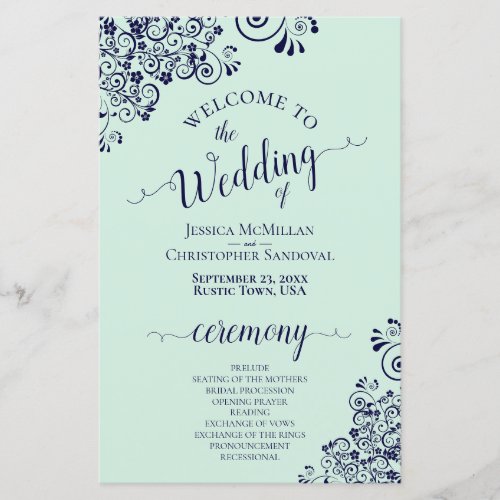 Navy Blue  Mint Green BUDGET Wedding Program