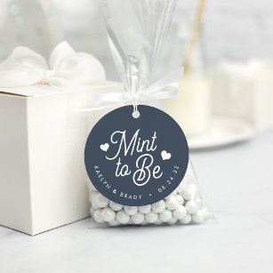 Navy Blue   Mint to Be Personalized Wedding Favor Tags