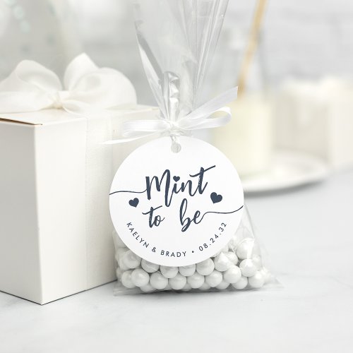 Navy Blue  Mint to Be Personalized Wedding Favor Tags
