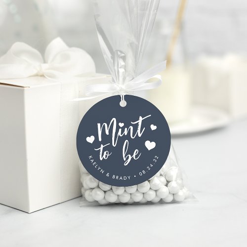 Navy Blue  Mint to Be Personalized Wedding Favor Tags