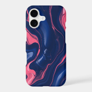 navy blue mixture of colors with rose pink iPhone 17 case