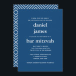 Navy Blue Modern Bar Mitzvah II Invitation<br><div class="desc">This modern invitation features bold white lettering on the front and a modern pattern on the back.  Use the template form to add your custom text.  The Customize feature can be used to change the font,  layout and colors.</div>