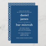 Navy Blue Modern Bar Mitzvah II Invitation<br><div class="desc">This modern invitation features bold white lettering on the front and a modern pattern on the back.  Use the template form to add your custom text.  The Customize feature can be used to change the font,  layout and colors.</div>