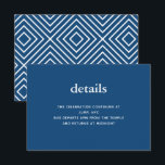 Navy Blue Modern Bar Mitzvah II Invitation Insert<br><div class="desc">This trendy insert card features bold lettering on the front and a modern pattern on the back. Add your text using the template form. Change the font,  layout and colors using the Customize feature.</div>