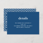 Navy Blue Modern Bar Mitzvah II Invitation Insert<br><div class="desc">This trendy insert card features bold lettering on the front and a modern pattern on the back. Add your text using the template form. Change the font,  layout and colors using the Customize feature.</div>