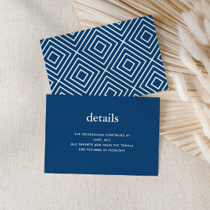 Navy Blue Modern Bar Mitzvah II Invitation Insert