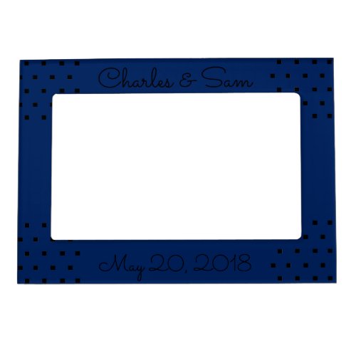 Navy blue modern black squares picture frame