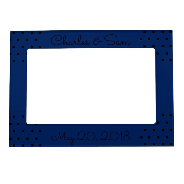 Navy blue modern black squares picture frame (Front)