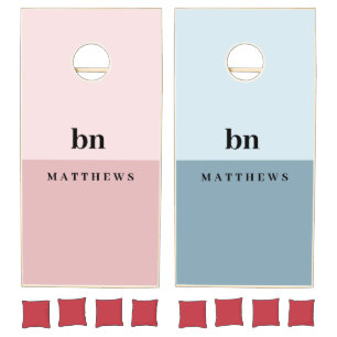Navy Blue   Modern blush pink minimalist  Cornhole Set