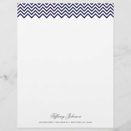 Navy Blue Modern Chevron Border Letterhead | Zazzle.com