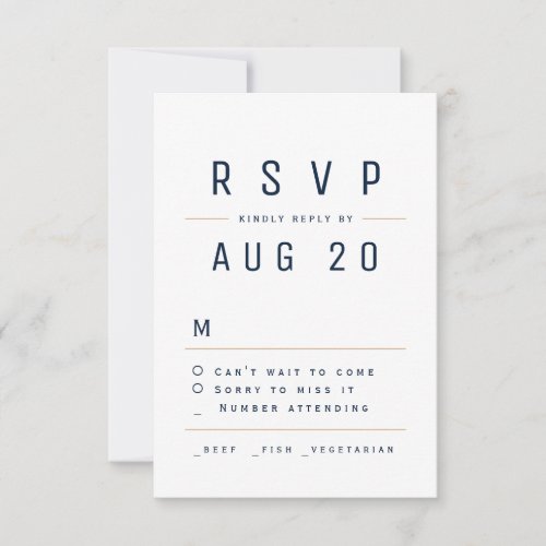 Navy Blue Modern Chic Simple Typography RSVP