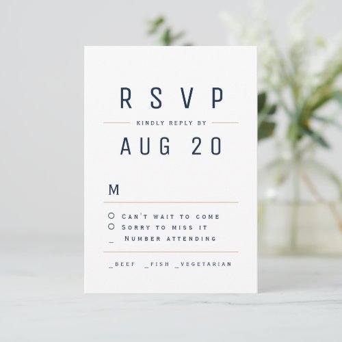 Navy Blue Modern Chic Simple Typography RSVP