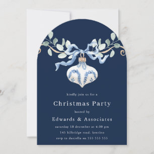 Navy Blue Modern Christmas Party Invitation