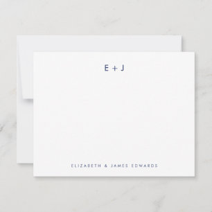 Navy Blue Modern Couple Monogram Personalized Note Card