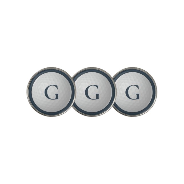 Navy Blue Modern Custom Monogram Golf Ball Marker (3 Up)