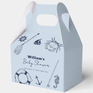 Navy Blue Modern Elegant Fishing Boy Baby Shower Favor Boxes