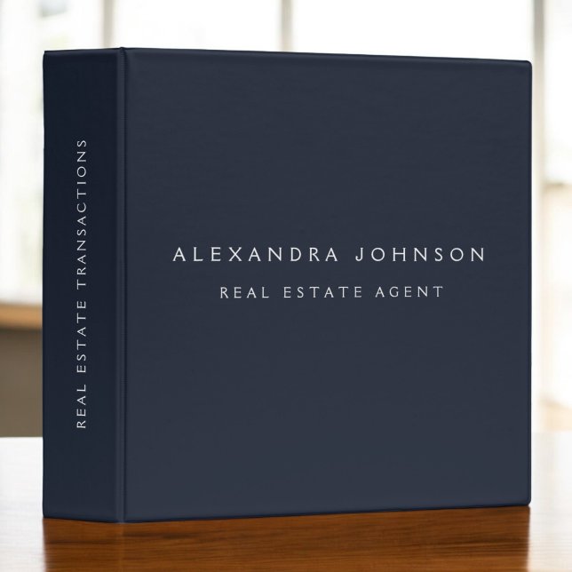 Navy Blue Modern Elegant Professional Classy 3 Ring Binder (Creator Uploaded)