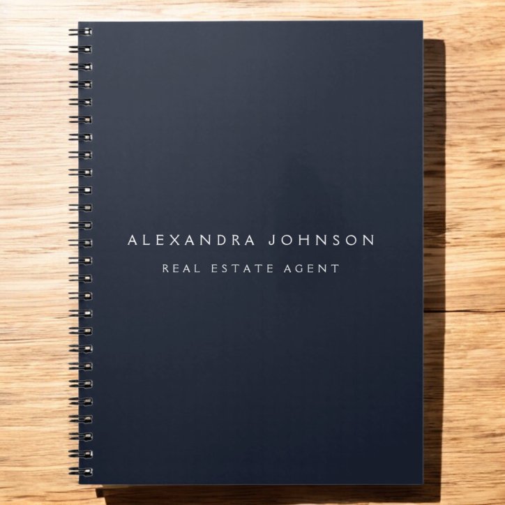 Navy Blue Modern Elegant Professional Classy Notebook