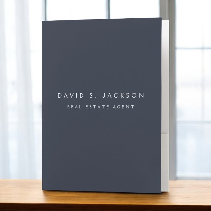 Navy Blue Modern Elegant Professional Classy Pocket Folder
