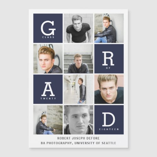 Navy blue modern graphic photo collage graduation