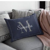 Elegant White Modern Gray Monogram Pillow Case