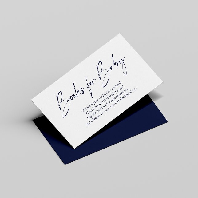 Navy Blue Modern Handwritten Books for Baby Enclosure Card (Creator Uploaded)