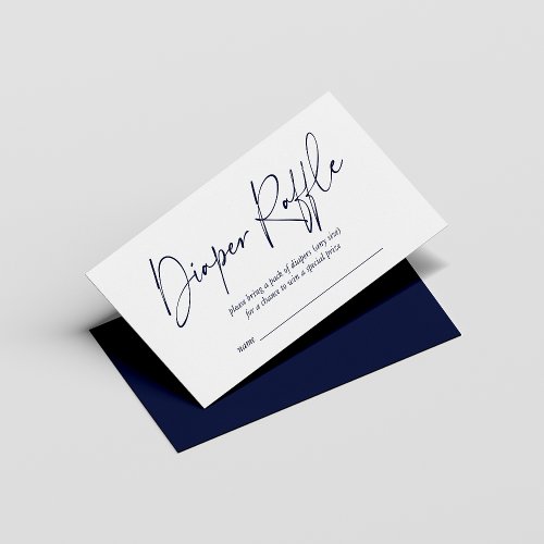 Navy Blue Modern Handwritten Diaper Raffle Enclosure Card