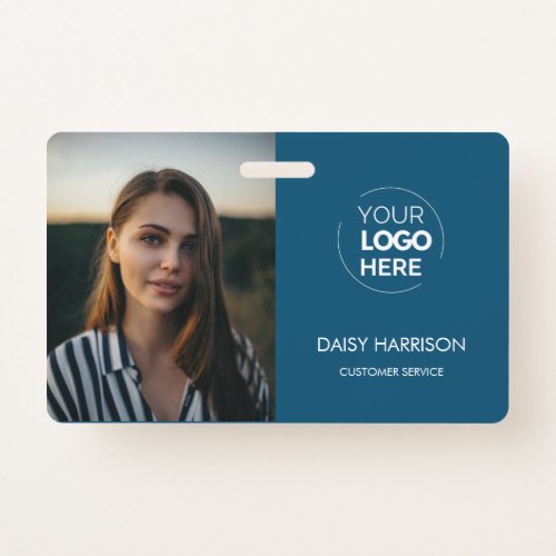 Navy Blue Modern ID Card Logo Business Employee Badge