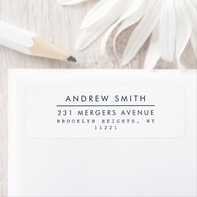 Navy Blue Modern Line Simple Formal Minimalist Label (Insitu)
