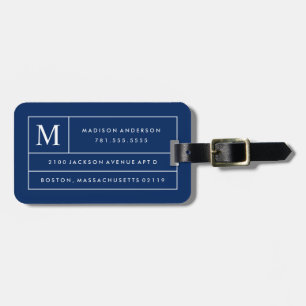 Navy Blue Modern Lines Luggage Tag