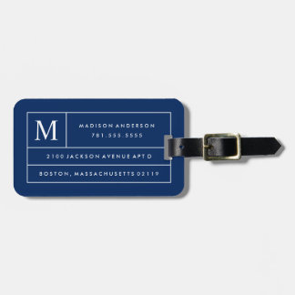 Navy Blue Modern Lines | Luggage Tag
