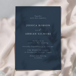 Navy Blue Modern Minimal Wedding Invitation
